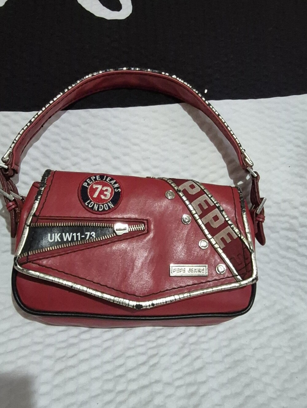 Pepe Jeans Red Leatherette Shoulder Bag